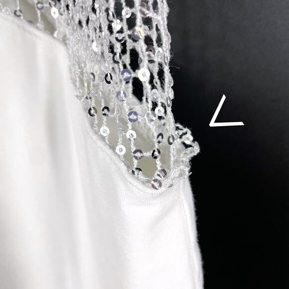 Superdown Cia Mini Dress White Cutout Sequin Net Bodycon Jersey Sz L - Picture 8 of 13